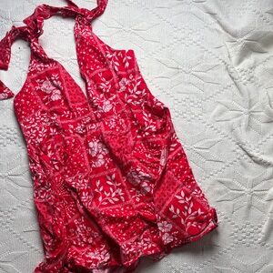 House of Harlow 1960 Red and White Patterned dress